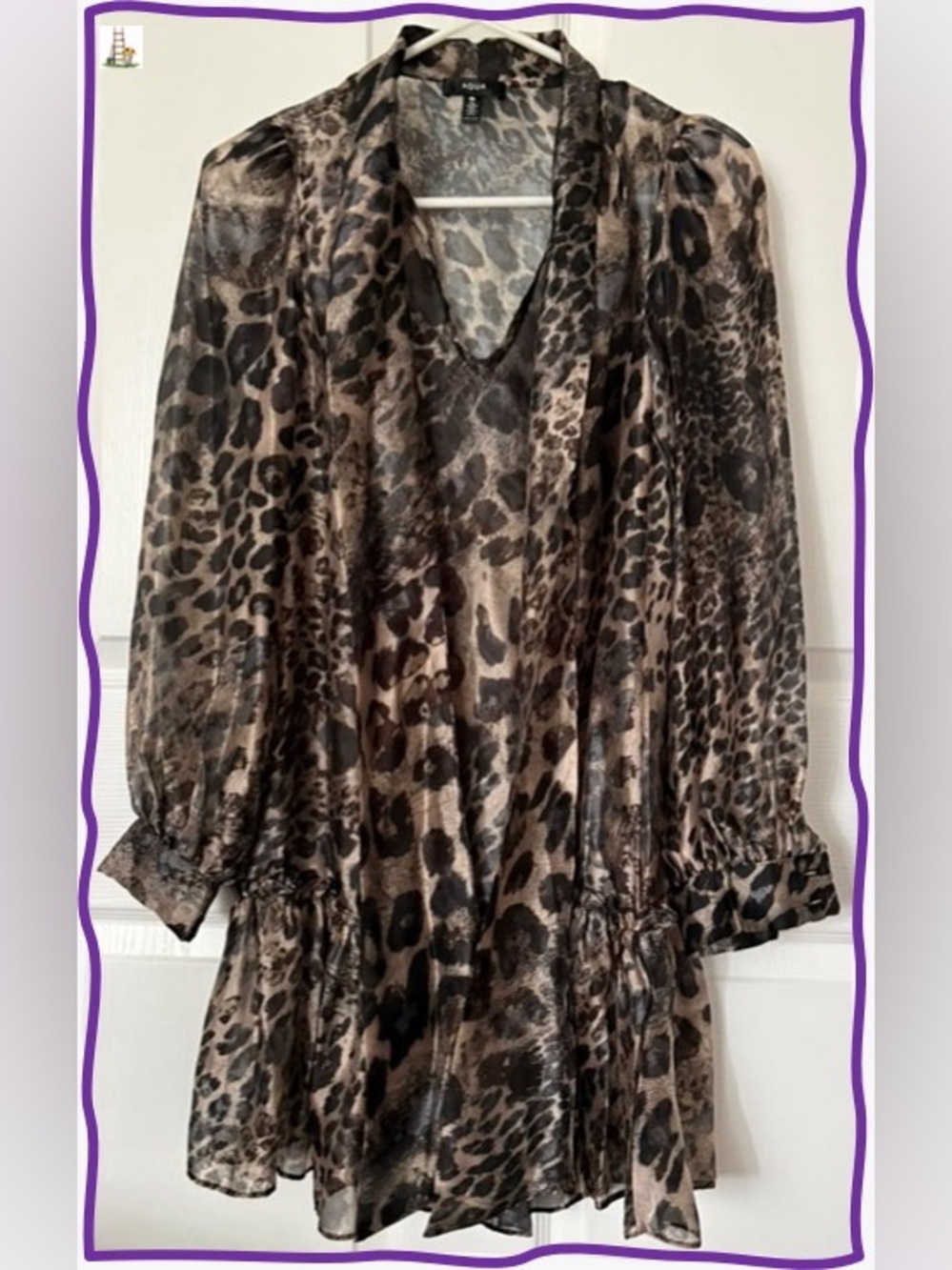 AQUA Abstract Gray and Brown Printed Dress